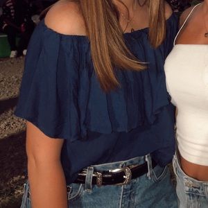 Off The Shoulder Blue Top